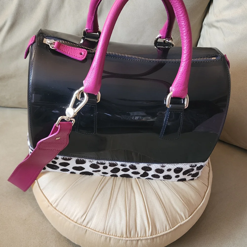 RARE- Furla Black and Pink Women's Bag "JELLY BAG" - Picture 9 of 9